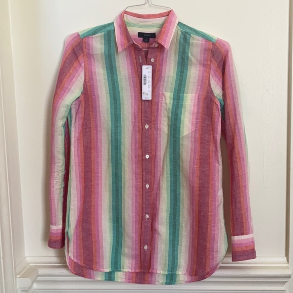 J Crew beautiful, rainbow stripe top - Picture 3 of 11